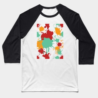 Splatter Paint Retro Colors Pattern: Red, Blue, and Yellow Baseball T-Shirt